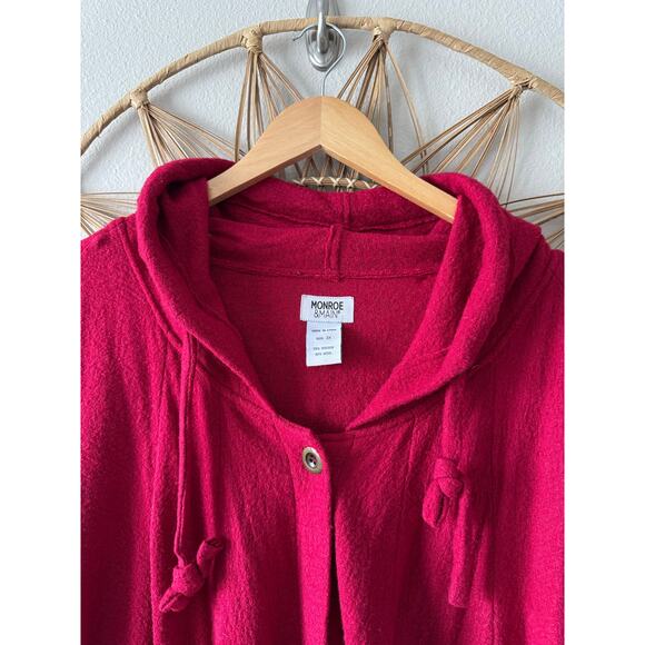 Monroe & Main Wool Blend Hood Coat Jacket Cranberry Red Pink Lagenlook Artsy 3X - Picture 4 of 10